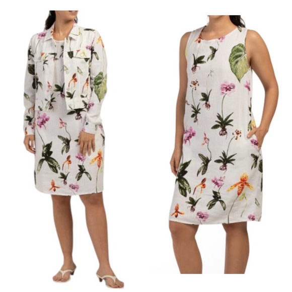 NWT Joie Linen Blend Sheath Dress with Matching Jacket - 2 Piece Set X Smalll - Picture 1 of 9